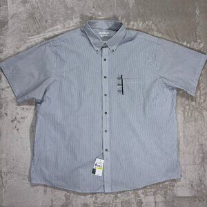 *NWT* Van Heusen Men's Button Down Shirt Short Sleeve Stripe Regular Fit 18 XXL